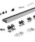 Heavy Duty Bypass Door Hardware 60 Inch Aluminum Sliding Closet Track Kit For Cabinet And Pocket Doors Concealed Sliding Rail Set With Three Wheel Hangers Smooth Quiet Operation High Load Capacity Easily Cut To Fit