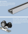 Heavy Duty Bypass Door Hardware 60 Inch Aluminum Sliding Closet Track Kit with three wheel hangers, rail sections