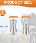 Six Pack 1/4 To 1/4 Camera Spigot Screw Converter Female To Male Adapters, aluminum, 32 mm size, shown with product details