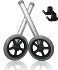 Replacement Heavy Duty Aluminum Caster Wheels For Standard Walker Aids With Non Slip Foot Pads, Suitable For Indoor And Outdoor Use, Gray Black 12 X 5 Inches, Dual Material Construction With Aluminum Alloy Frames, Wear Resistant PVC Wheels And TPR Foot