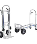 Aluminum Truck, 2 in 1, 800 lbs Load Capacity, Heavy Duty Industrial Convertible Folding Hand Truck and Dolly, platform and hand truck views.