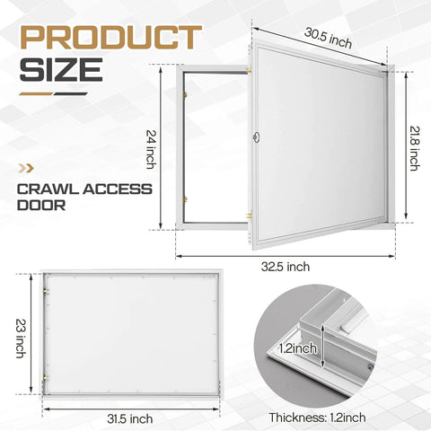 Dimensions of Crawl Space Access Door Universal Aluminum Skirting Access Door Panel for Mobile Home Insulated Wall Ceiling Mounted