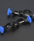 Aluminum Cross Clamps For Laboratory Supports 2 Pack Durable Metal Clips For Lab School And Home Use, top view showing screws and grips.