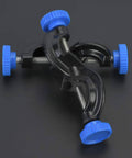 Aluminum Cross Clamps For Laboratory Supports 2 Pack Durable Metal Clips with blue knobs on black background