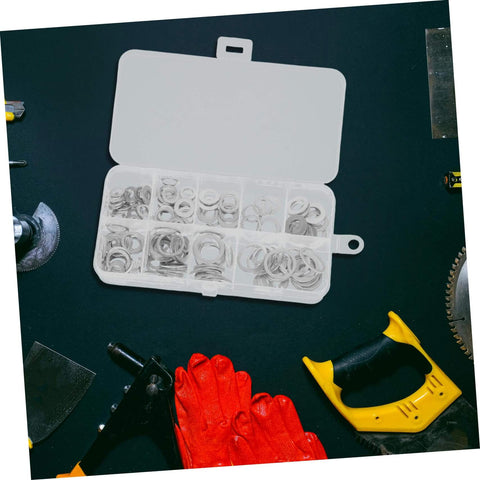 Aluminum Crush Washer Set With 200 Pieces Heat Resistant Oil Drain Plug Gaskets for Industrial Maintenance, portable box