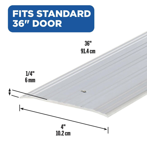 Sturdy Aluminum Fluted Saddle Threshold, Mill Finish: Stylish Doorway Transition Draft Protection (1/4-Inch by 4-Inch - 36-Inch) TH041
