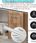 Aluminum door track with 2.8mm thickness, detailed in Bifold Closet Door Hardware Kit 60 70 72 80 90 100 in Track, wall mounted.