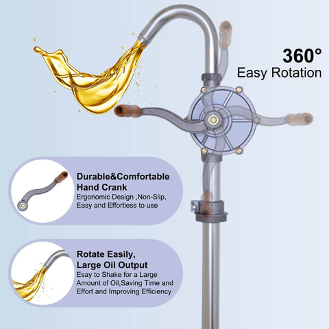 Beefy All Aluminum 15 To 55 Gallon Drum Pump For Oil Transfer, Hand Fuel Pump For Diesel Kerosene And Hydraulic Fluid