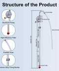 Diagram of Beefy All Aluminum 15 To 55 Gallon Drum Pump For Oil Transfer showing components and dimensions.