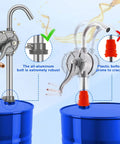 55 Gallon Drum Pump For Oil, Diesel, Kerosene, And Hydraulic Fluid, Rotary All Aluminum Manual Hand Transfer Pump With 3 Stage Suction