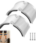 Image of ✝️ 2 PCS Drywall Stilt Replacement Part, Aluminium Alloy Stilt Accessories Curved plate for fixing legs, shown with assembly bolts.