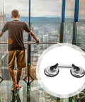 Heavy Duty Aluminum Glass Lifter With Dual Suction Cups, Vacuum Glass Mover Tool for safe glass panel handling, overlay on city view