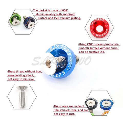SLKFHWO 6063-T6 Hard Aluminum Alloy Fender Washer in blue showing detailed CNC precision machining and components.
