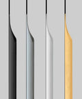 Side views of 5 Pack Concealed Finger Pulls For Cabinets And Drawers in various finishes, including black aluminum, showing streamlined design.