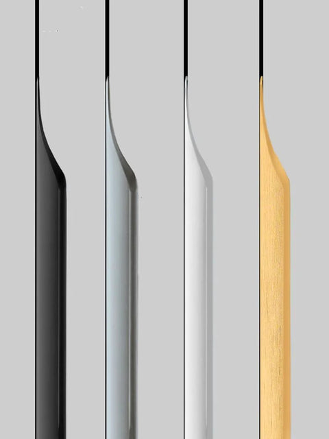 Side view of Five Pack Concealed Finger Pulls for Cabinets and Drawers in Black Aluminum, Long Edge Tab Pulls, 200mm length