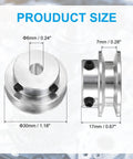 Aluminum Fixed Bore Pulley 6mm Bore 30mm Outer Diameter With 7mm Groove For 5 6mm PU Belts shown with dimensions