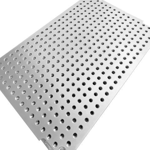 Heavy Duty Aluminum Fixture Plate For Bench Drill And Tapping Machining 8x12x1/2 Inches 6061 Anodized With 1/4-20 Threaded Holes Includes 4 Mounting Bolts Mini Pallet Fixture For Milling And Workbench Use JMSMSH