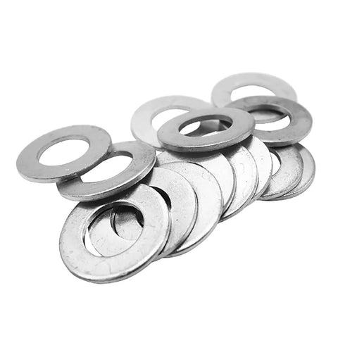 1.5mm Aluminum Flat Gasket Washers Set 50 Pcs Mixed Sizes 21x27 And 22x29, showing circular aluminum washers