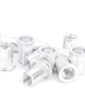 Close-up of 200 Piece Aluminum Flat Head Pull Riveting Nuts Set for Metal Panels and Pipes, Versatile Nutserts Kit in Plastic Organizer Box