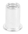 Aluminum Pull Riveting Nuts Set with Flat Head for Vertical Install, 100 Pcs Multi Size M3 M4 M5 M6 M8 M10, single rivet nut close-up