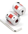 Two Pack Aluminum Plum Flexible Shaft Couplers 5mm To 8mm Bore, 20mm Diameter, 25mm Length with included wrench