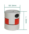 Flexible Shaft Coupling Aluminum Anodized Hub for Servo and Stepper Motors, OD 20mm, Length 25mm, with visible bore and screw detail