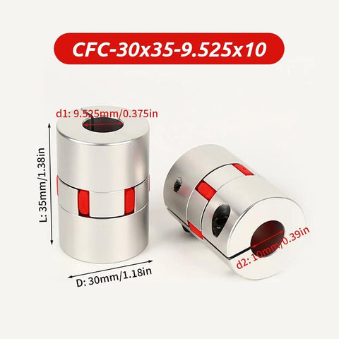 Flexible Shaft Coupling 9.525mm To 10mm Bore, 30mm Diameter, 35mm Length, Aluminum Motor Connector With Polyurethane Spider