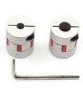 Aluminum Plum Flexible Shaft Coupling Set Of 2 6.35mm To 10mm Bore with Allen key, durable aluminum alloy, for CNC and 3D printers