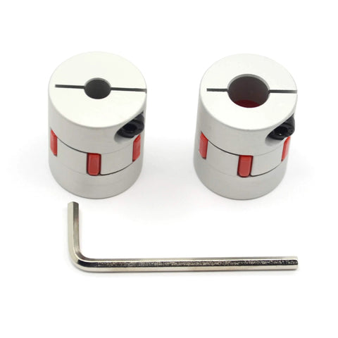 Aluminum Plum Flexible Shaft Coupling Set Of 2 6.35mm To 10mm Bore with Allen key, durable aluminum alloy, for CNC and 3D printers