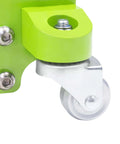Close-up of caster wheel on 3-Ton Quick Rise Aluminum Floor Jack With Dual Pump Pistons, Reinforced Lift Arm, Model A20019