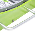 Close-up of the side mount handle on a 3-Ton Quick Rise Aluminum Floor Jack With Dual Pump Pistons, Reinforced Lift Arm.