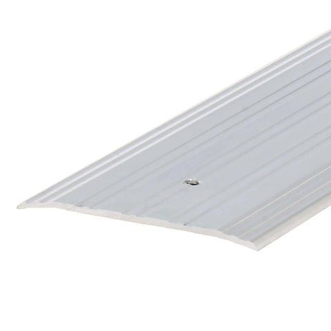 Close-up of Sturdy Aluminum Fluted Saddle Threshold, Mill Finish: Stylish Doorway Transition Draft Protection (1/4-Inch by 4-Inch - 36-Inch) TH041