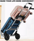 ✝️ 330 LB Capacity Folding Hand Truck Dolly Cart with suitcases, aluminum frame, telescoping handle, rubber wheels for travel