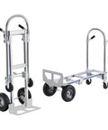 Aluminum Truck, 2 in 1, 800 lbs Load Capacity, Heavy Duty Industrial Convertible Folding Hand Truck and Dolly with Rubber Wheels