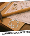 Aluminum Crush Washer Set With 200 Pieces Heat Resistant Oil Drain Plug Gaskets for industrial maintenance, shown on a table.
