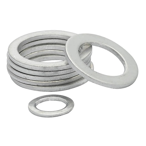 1.5mm Aluminum Flat Gasket Washers Set 50 Pcs Mixed Sizes 21x27 And 22x29 stacked and single view
