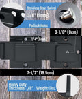7.5 Inch Flip Gate Latch Lock With Padlock Holes, Heavy Duty Aluminum Alloy, detailed measurements and features on wood background