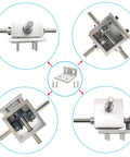 Right Angle Mounting Bracket For PGFUN Right Angle Gearbox Aluminum Alloy 60mm, shown in various angles and assembly view.