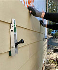 Aluminum Gecko Gauge for fiber cement siding offers precise height and spacing, shown mounted for hands-free installation.