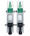 Two aluminum Gecko Gauge tools for fiber cement siding offering precise height and spacing with hands-free mounting capability.