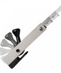 Aluminum Gecko Gauge for fiber cement siding offering precise height and spacing with hands-free mounting tool, side view.