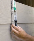 Aluminum Gecko Gauge for fiber cement siding offers precise height and spacing with a hands free mounting tool used on wall