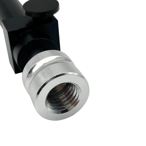 Close-up of Trimble Quick Release Adapter for RTK GPS GNSS Prism Pole, showing aluminum threads and black section.