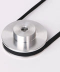 Aluminum Single Groove Pulley 41x16x6mm with 6mm Bore for 3-5mm PU Belts, viewed from above, in lightweight aluminum, ideal for DIY machines.