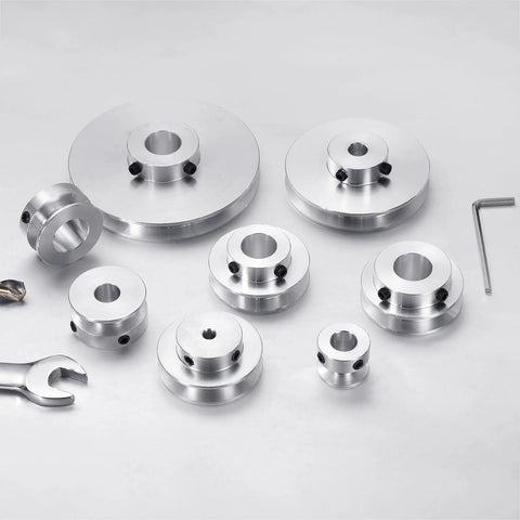 Assorted Single Groove Belt Pulley 12mm Fixed Bore 50mm Outer Diameter Aluminum Alloy Mechanical Pulley with Hex Wrench