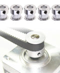 Image of GT2 Timing Belt Pulley 20 Teeth 8mm Bore Aluminum Synchronous Wheel with belt installed, set of 5.