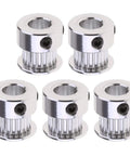 Set of 5 GT2 Timing Belt Pulley 20 Teeth 8mm Bore Aluminum Synchronous Wheel for 3D Printers High Precision Machined Finish