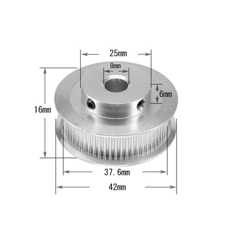 2 Pack GT2 Timing Pulleys Aluminum Alloy Synchronous Wheel For 6mm Width Timing Belt, 60 Teeth, Bore 8mm, 42x42x16mm