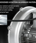 High-pressure regenerative blower with aluminum housing and corrosion-resistant features for reliable continuous air delivery.