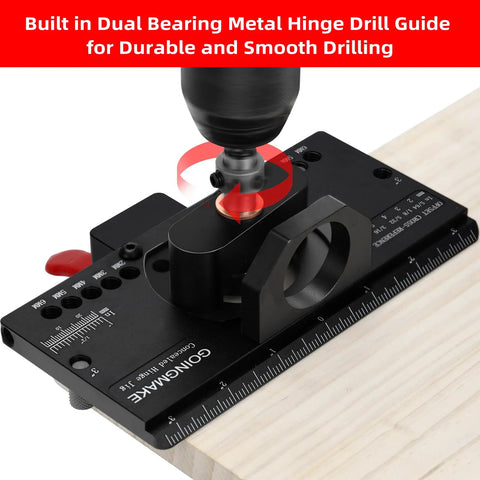 Metal Concealed Hinge Jig With Quick Clamp And Dust Vacuum Adapter for 35mm hinges on wood, GOINGMAKE, with dual bearing guide